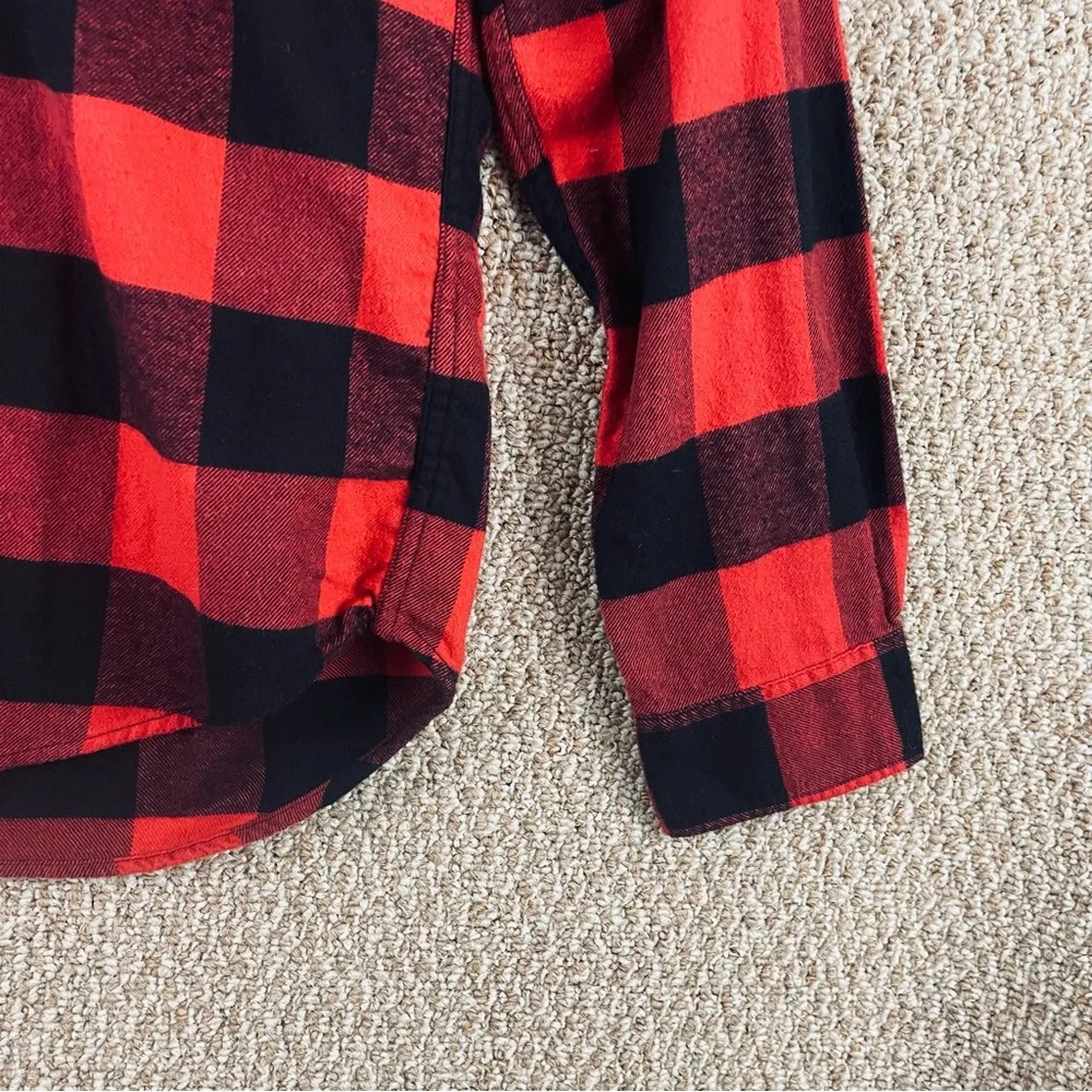 J.Crew Shirt Men's Medium Buffalo Plaid Flannel Button-Up Red Black NWT T723